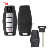 For Mitsubishi 2/2+1/3/3+1 button smart key blank with Emergency Key