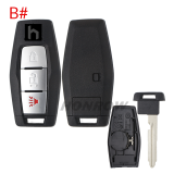 For Mitsubishi 2/2+1/3/3+1 button smart key blank with Emergency Key