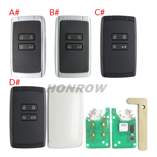For Renault Megane4 Talisman Espace5 4 button Smart Remote key keyless card with 433mhz  PCF7953M chip CMIIT ID:2014DJ3371