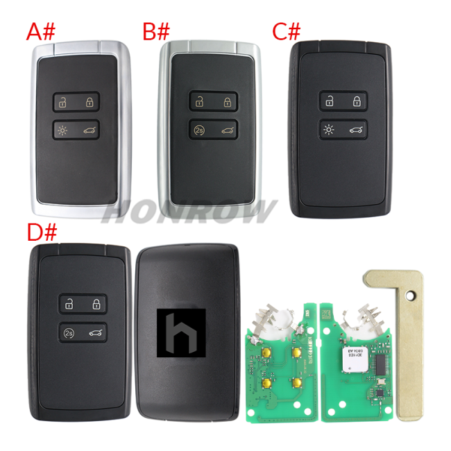 For Renault Megane4 Talisman Espace5 4 button Smart Remote key keyless card with 433mhz  PCF7953M chip CMIIT ID:2014DJ3371