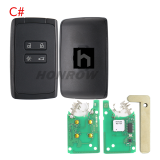 For Renault Megane4 Talisman Espace5 4 button Smart Remote key keyless card with 433mhz  PCF7953M chip CMIIT ID:2014DJ3371