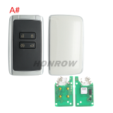 For Renault Megane4 Talisman Espace5 4 button Smart Remote key keyless card with 433mhz  PCF7953M chip CMIIT ID:2014DJ3371