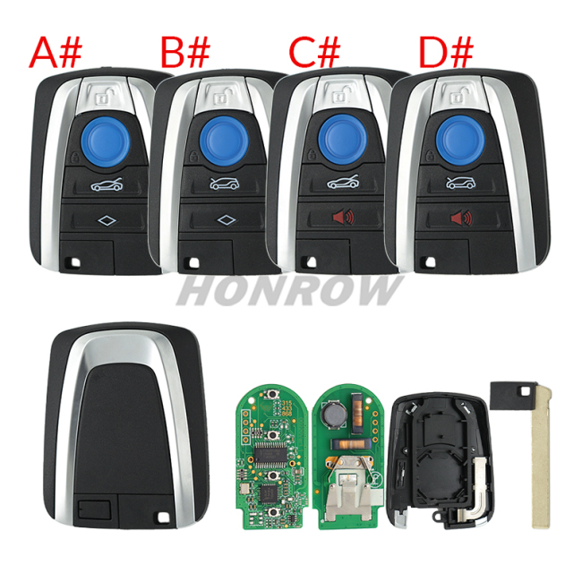 For BMW 3 button remote key with 433MHz Chip:Hitag3 ID49 Chip FCC ID: NBGIDGNG1