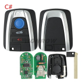 For BMW 3 button remote key with 433MHz Chip:Hitag3 ID49 Chip FCC ID: NBGIDGNG1