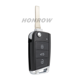 For VW keyless MQB platform  3 button flip remote key  with ID48 chip-434mhz M49 MEGAMOS 49 chip used for T-Cross, etc