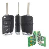 KYDZ For VW keyless MQB platform  3 button flip remote key  with ID48 chip-434mhz HU162T Blade