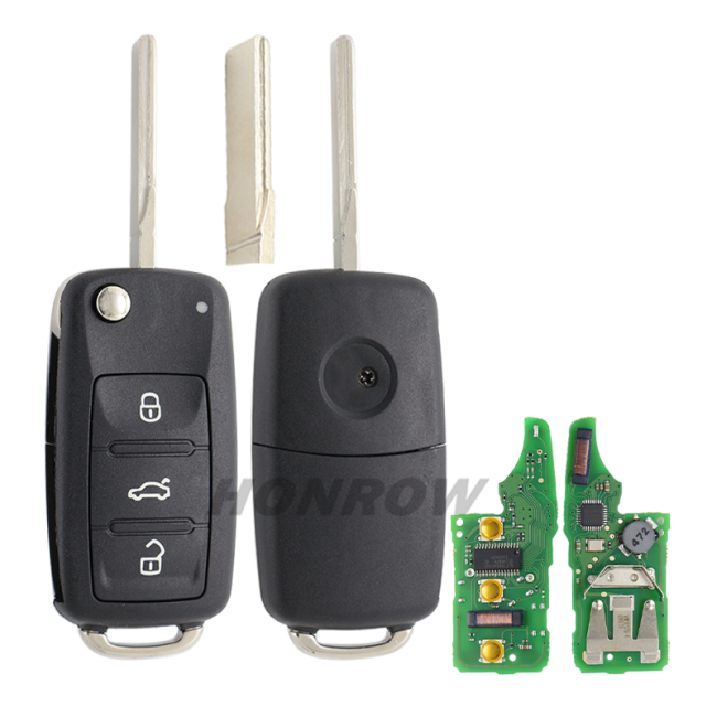 For VW MQB keyless 3B flip remote key with MEGAMOS 49 MQB smart ID48 chip-434mhz ASK model P/N: 5K0837202BH 5K0837202DH