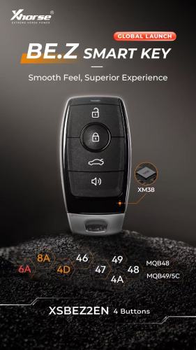 XHORSE VVDIXM38 smart key XSBEZ2EN 4 Butons BEZ SMART KEY Smooth Feel, Superior Experience SMART KEY,support 6A 8A 4D 46 47 49 4A 48 MQB48 MQB49/5C chip