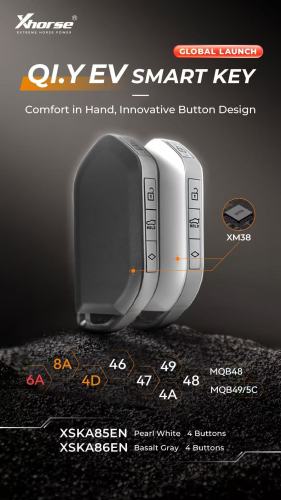 XHORSE VVDIXM38 smart key XSKA85EN Pearl White XSKA86EN Basalt Gray 4 buttons QLY EV SMART KEY Comfort in Hand,nnovative Buttor DesignSMART KEYsupport 6A 8A 4D 46 47 49 4A 48 MQB48 MQB49/5C chip