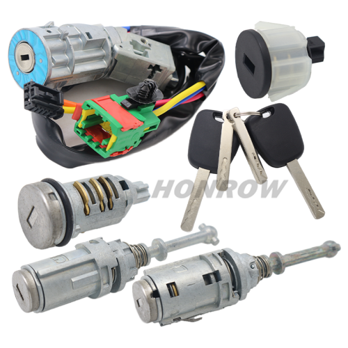 For Citroen Ignition Lock Key Steering Lock Left and  Right Door Lock Cylinder Complete Set for Citroen C3 4162AG 4162AH 9170T5