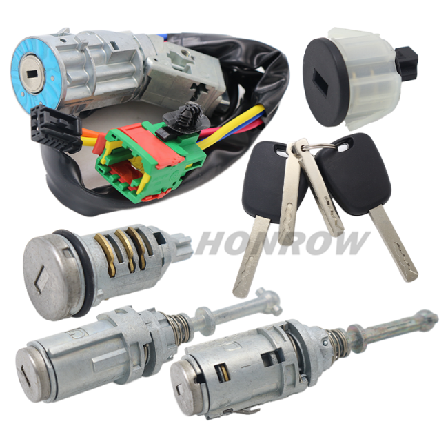 For Citroen Ignition Lock Key Steering Lock Left and  Right Door Lock Cylinder Complete Set for Citroen C3 4162AG 4162AH 9170T5