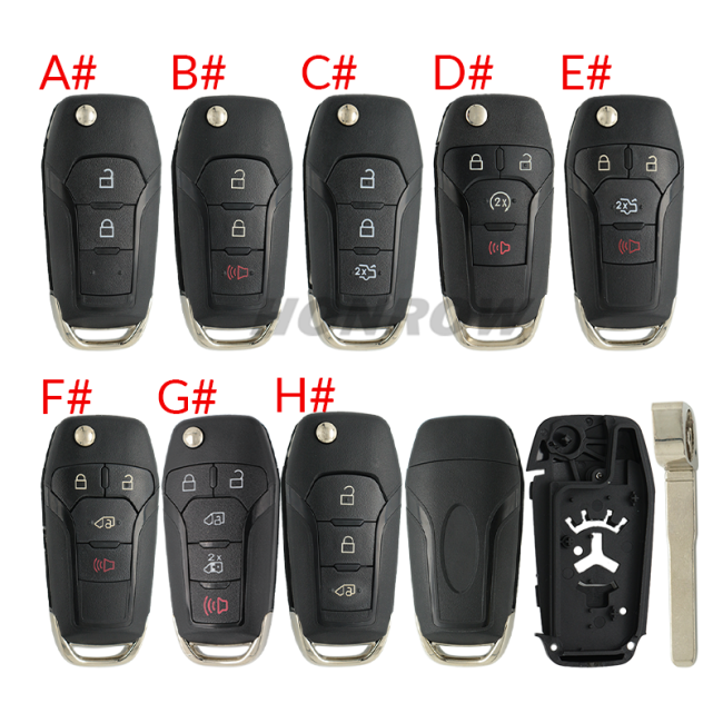For Ford 2/2+1/3/3+1/4+1 button remote key shell