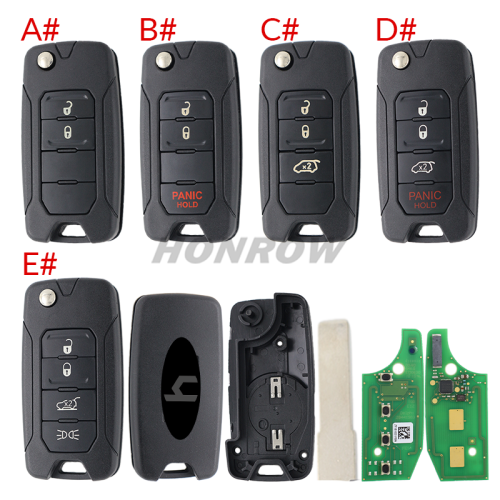 For Original Chrysler/Jeep 4 button flip remote key 434mhz with Megamos 48 AES chip with original PCB