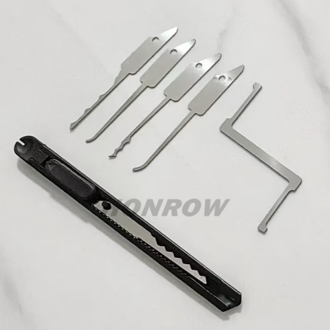6Pcs Stainless Steel Lock Pick Tools with Adjustable Handle Locksmith Repair Kit