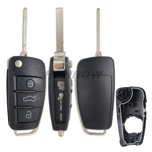 For Audi 3 button remote key blank with 149# key blade