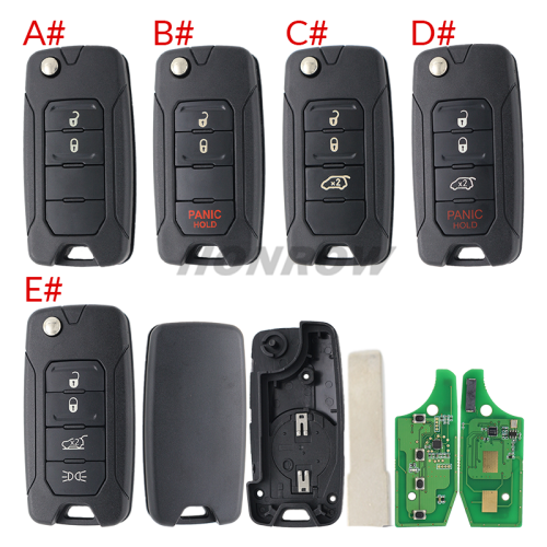 For Chrysler/Jeep 4 button flip remote key 434mhz with Megamos 48 AES chip