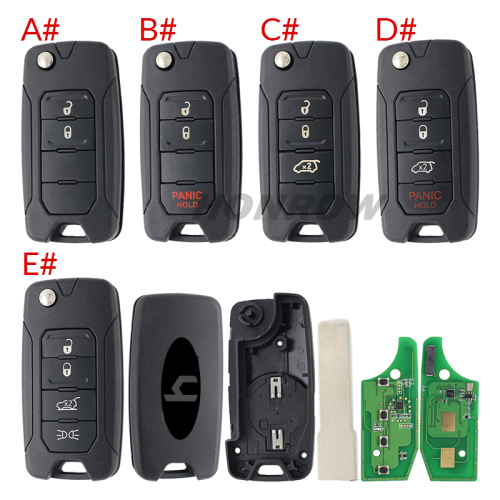For Chrysler/Jeep 4 button flip remote key 434mhz with Megamos 48 AES chip