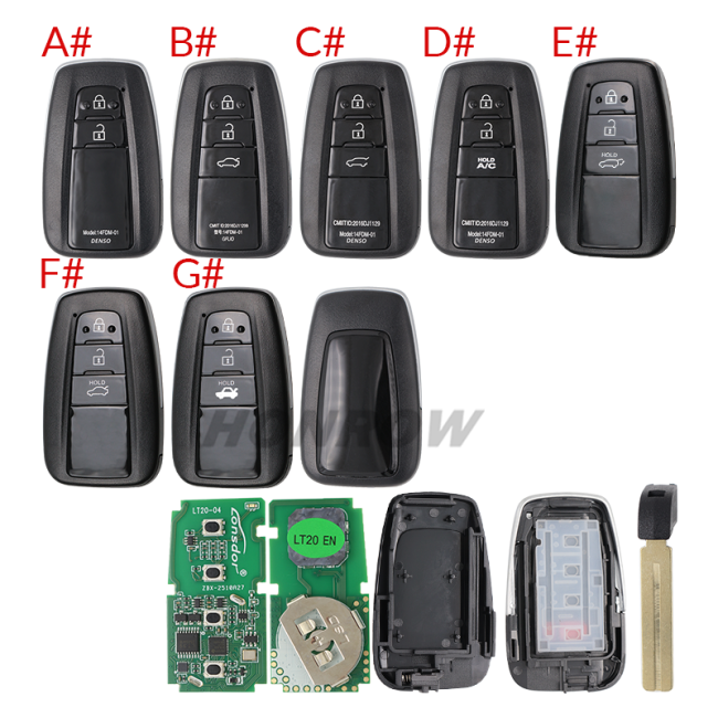 Lonsdor LT20-04 Smart Key with key shell 8A+4D Adjustable Frequency For Toyota & Lexus 0010 0020 7930 2110 Support K518 & K518ISE & KH100+