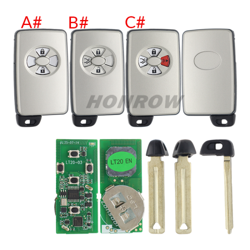 Lonsdor LT20-03 Smart Key PCB with key shell  8A+4D Adjustable Frequency For Toyota 0780 Support K518 & K518ISE & KH100+ Transponder chip: ID71 CHIP P1:9F Frequency: 433MHz 271451-0780