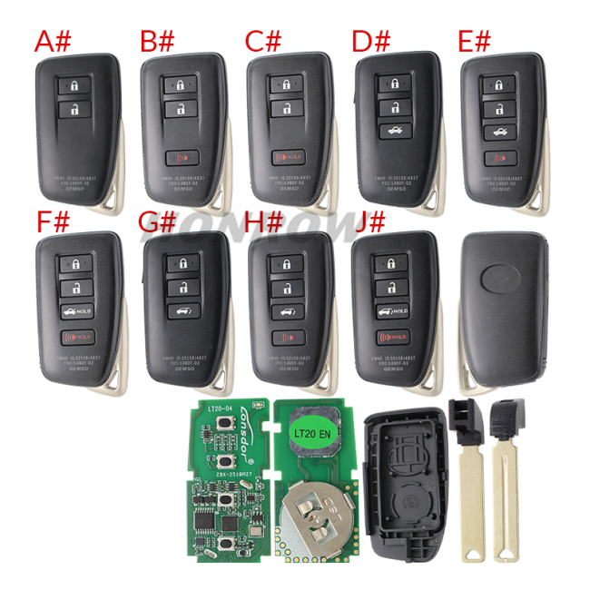 Lonsdor LT20-04 Smart Key with key shell 8A+4D Adjustable Frequency For Toyota & Lexus 0010 0020 7930 2110 Support K518 & K518ISE & KH100+