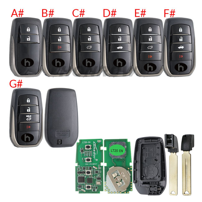 Lonsdor LT20-04 Smart Key with key shell 8A+4D Adjustable Frequency For Toyota & Lexus 0010 0020 7930 2110 Support K518 & K518ISE & KH100+