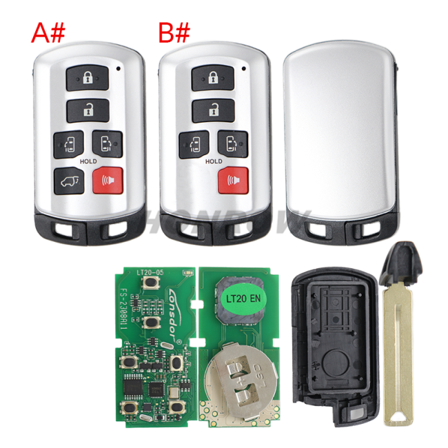 Lonsdor LT20-05 Smart Key with key shell  8A+4D Adjustable Frequency For Toyota 5691 Support K518 & K518ISE & KH100+