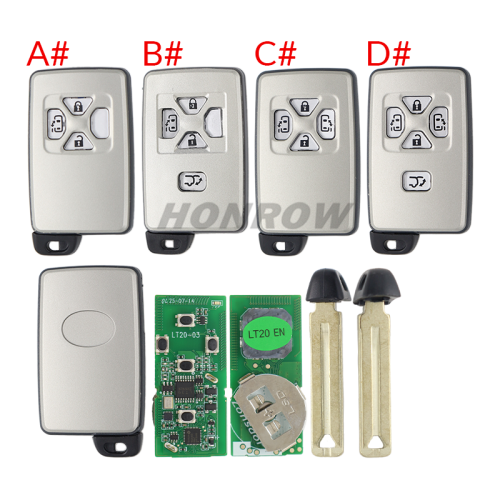 Lonsdor LT20-03 Smart Key PCB with key shell  8A+4D Adjustable Frequency For Toyota 0780 Support K518 & K518ISE & KH100+ Transponder chip: ID71 CHIP P1:9F Frequency: 433MHz 271451-0780