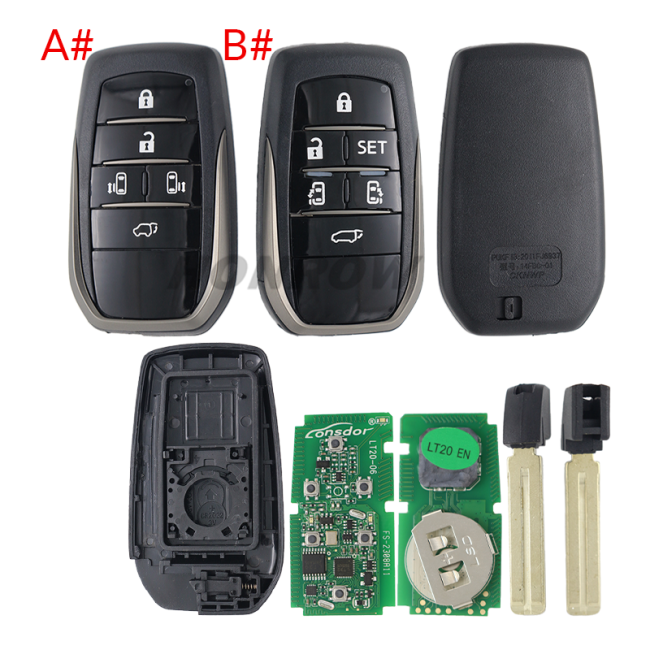 Lonsdor LT20-06 Smart Key with 5 button key shell  8A+4D Adjustable Frequency For Toyota 5380 0120 Support K518 & K518ISE & KH100+