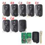 Lonsdor LT20-01 Smart Key with key shell 8A+4D Adjustable Frequency For Toyota & Lexus 3370 0140 A433 F433 5290 Support K518 & K518ISE & KH100+ Support Frequency: 312MHz/314.35MHz/315.12MHz/433.92MHz