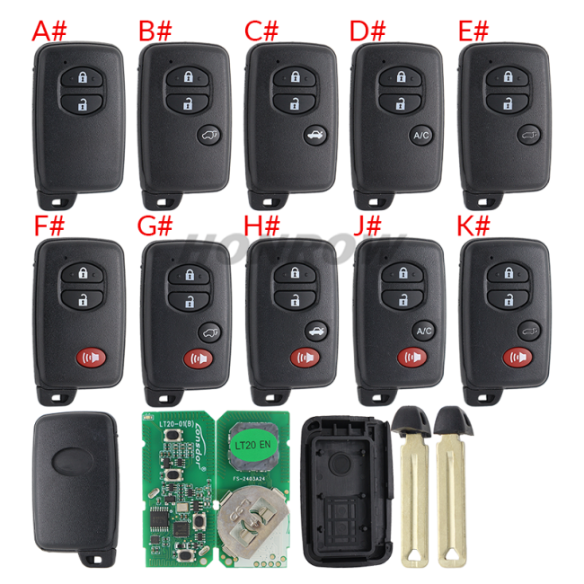 Lonsdor LT20-01 Smart Key with key shell 8A+4D Adjustable Frequency For Toyota & Lexus 3370 0140 A433 F433 5290 Support K518 & K518ISE & KH100+ Support Frequency: 312MHz/314.35MHz/315.12MHz/433.92MHz