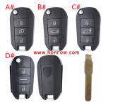 For Peugeot 3 button remote  Key Shell with blade EU version