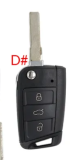 GTL High quality For VW Golf 7 MQB 3/4 button flip remote key blank with HU66 key blade