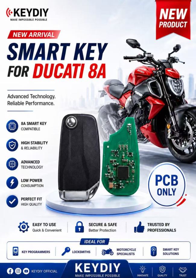 KEYDIY DZ--DU8A-MOTO SMART key For Ducati 8A 8A SMART KEY COMPATIBLE