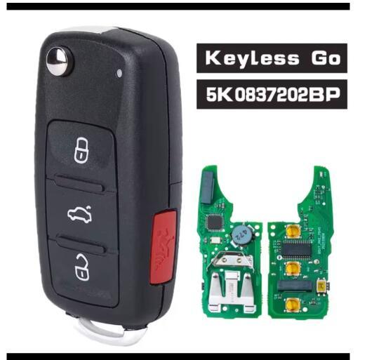 For VW MQB 3+1 button  Flip Key with 315MHz  keyless fccid    5K0837202BP