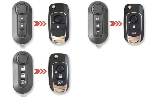 For Fiat 2/3/4 button modified remote key blank