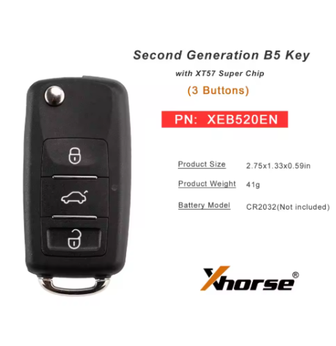 XHORSE XEB520EN for VW B5 Type Super Remote with XT57 Super Chip Second Generation Universal Remote Key