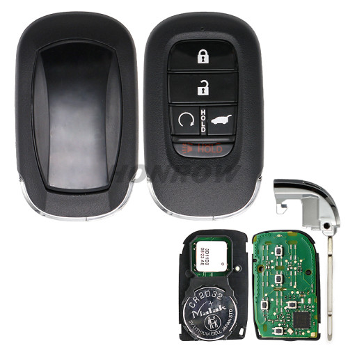 For Honda 4 button Smart Remote Car key with 433MHZ 4A Chip  FCC ID : KR5TP-4