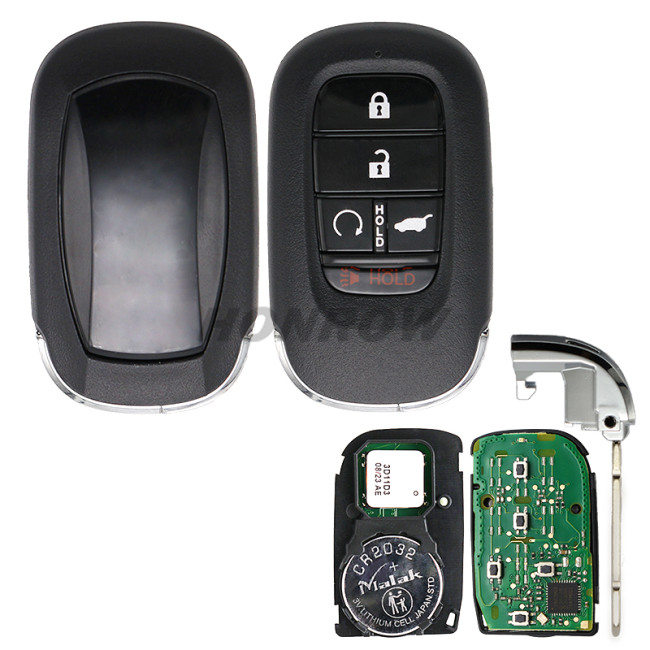 For Honda 4 button Smart Remote Car key with 433MHZ 4A Chip  FCC ID : KR5TP-4