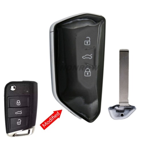 For VW MQB Golf Modified 3 button Remote Key Shell with HU162T key blade