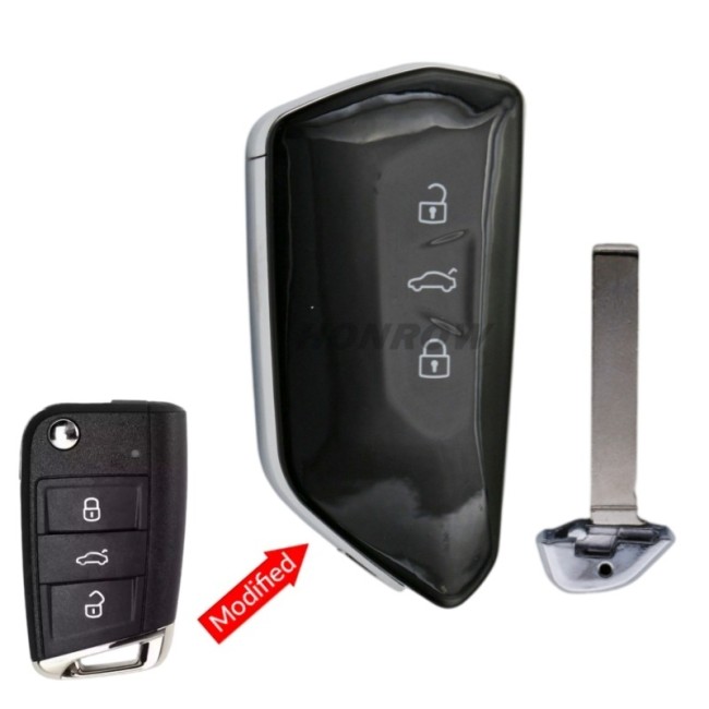For VW MQB Golf Modified 3 button Remote Key Shell with HU162T key blade