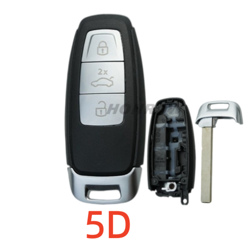 For Audi 5D 3 button smart remote key shell