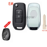 For Renault 2 button monified Key shell,please choose the key blade A# VA2 B# NE72 C# VAC35 D# VAC102 E# HU136