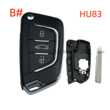 For Peugeot 3 button modified remote  Key Shell with HU83 407 key blade with battery holder