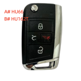 For VW Golf 7 MQB 4 button flip remote key blank with HU66/ HU162T key blade A#:HU66 B#:HU162T