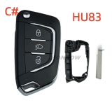 For Peugeot 3 button modified remote  Key Shell with HU83 407 key blade without battery holder