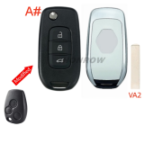 For Renault 3 button monified Key shell,please choose the key blade A# VA2 B# NE72 C# VAC35 D# VAC102 E# HU136