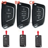 For Peugeot 2/3 button modified remote  Key Shell with VA2 307 key blade with battery holder