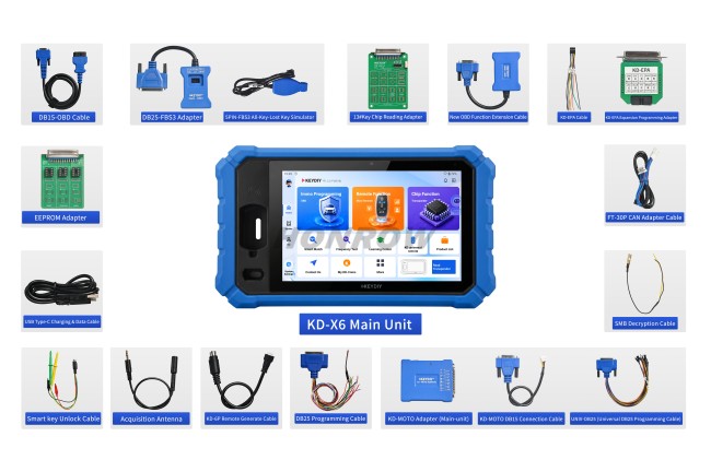 Pre-Order KEYDIY KD-X6 KDX6 All in one FULL Professional Version Key Programmer,With built-in support for Mercedes-Benz FBS3/all keys lost procedures, BMW CAS/FEM/BDC key reading, and compatibility with DOIP-enabled vehicles, the KD-X6 operates completely standalone without the need for a computer or smartphone.
