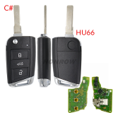 For VW Non-keyless MQB platform  3 button flip remote key  with ID48 chip-434mhz HU66 /HU162T Blade