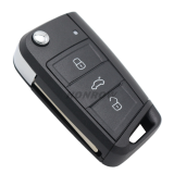 For VW Non-keyless MQB platform  3 button flip remote key  with ID48 chip-434mhz HU66 /HU162T Blade